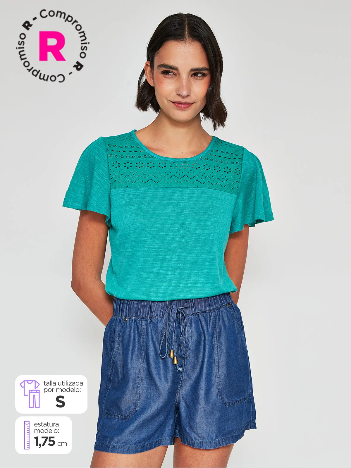 POLERA MUJER REGATTA MANGA CORTA BRODERIE - 1