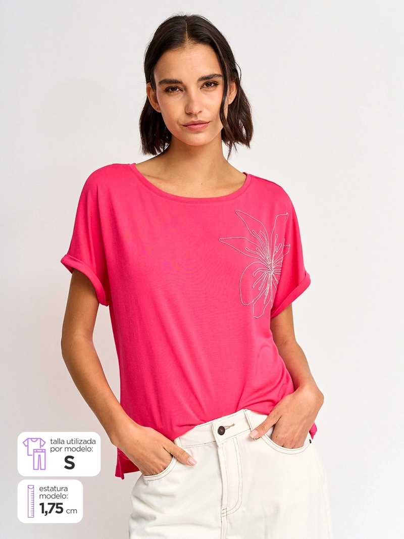 POLERA MUJER CACHAREL CUELLO BOTE MANGA CORTA - 1