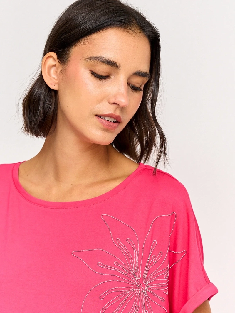 POLERA MUJER CACHAREL CUELLO BOTE MANGA CORTA - 3