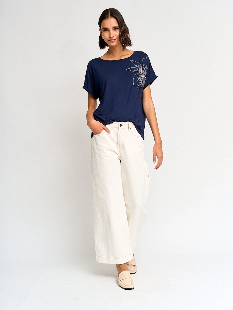 POLERA MUJER CACHAREL CUELLO BOTE MANGA CORTA - 4
