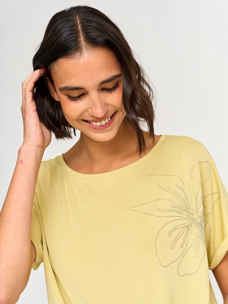 POLERA MUJER CACHAREL CUELLO BOTE MANGA CORTA - 2