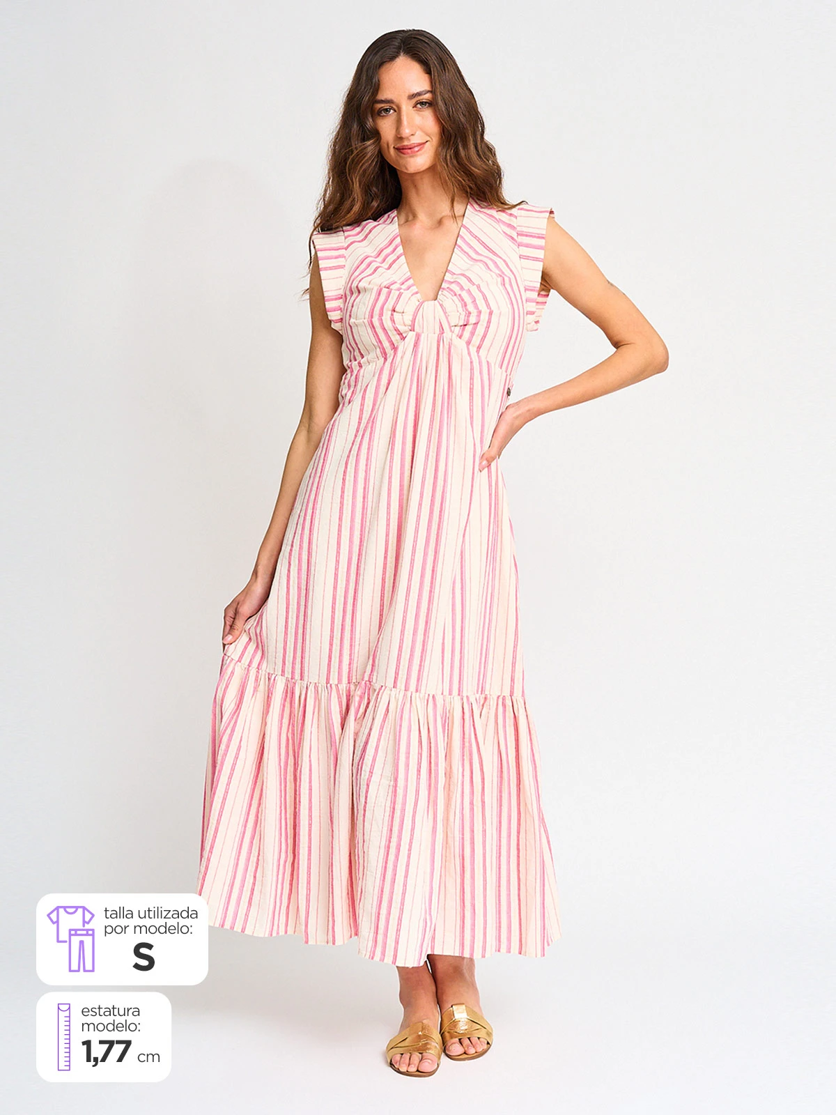 VESTIDO MUJER REGATTA ALGODÓN LARGO CUT OUT RAYAS BRILLOS - 1