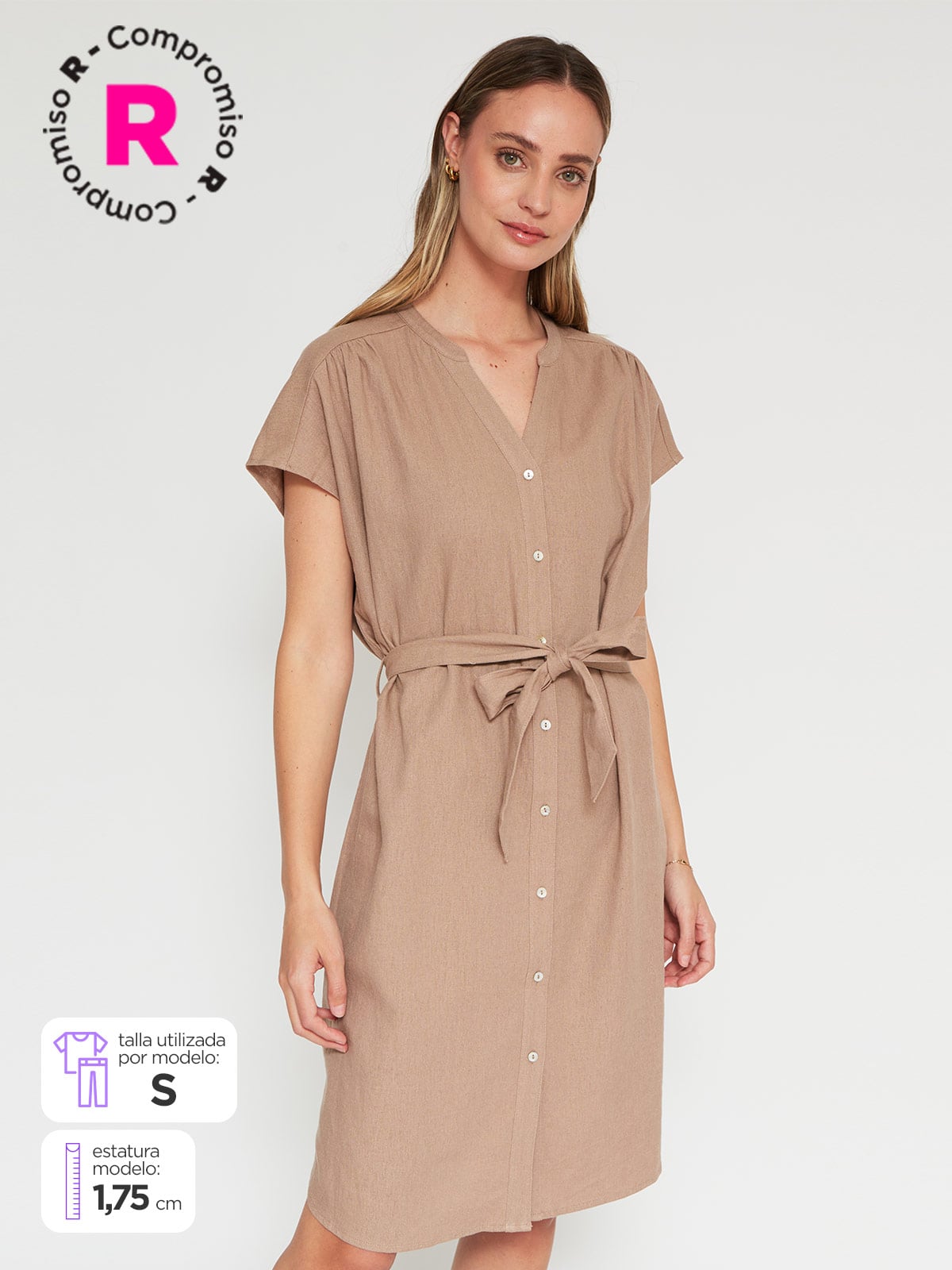 VESTIDO MUJER REGATTA LINO LARGO CINTURÓN