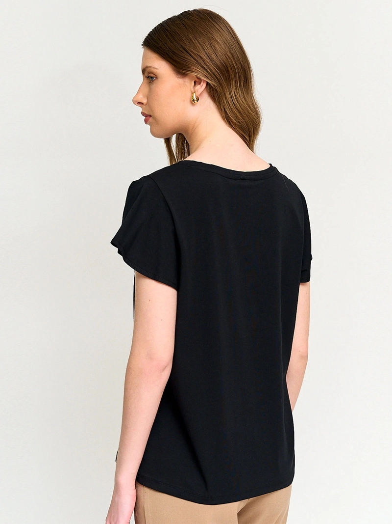 POLERA MUJER CACHAREL ALGODÓN CUELLO EN V MANGA CORTA - 2