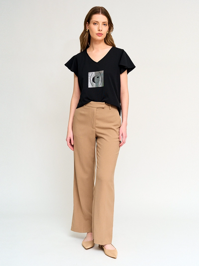 POLERA MUJER CACHAREL ALGODÓN CUELLO EN V MANGA CORTA - 4