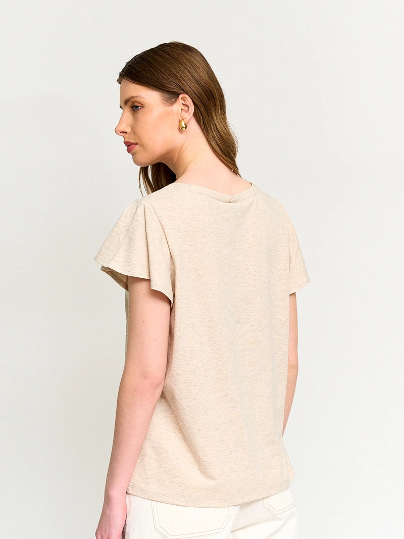 POLERA MUJER CACHAREL ALGODÓN CUELLO EN V MANGA CORTA - 2