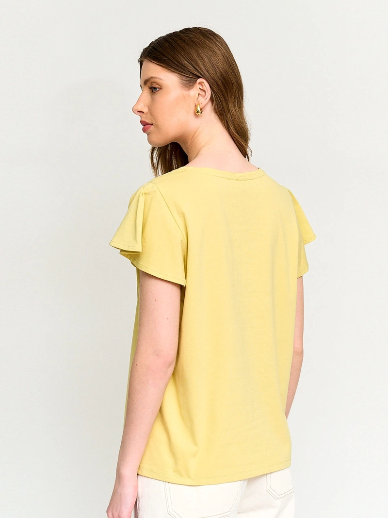 POLERA MUJER CACHAREL ALGODÓN CUELLO EN V MANGA CORTA - 2