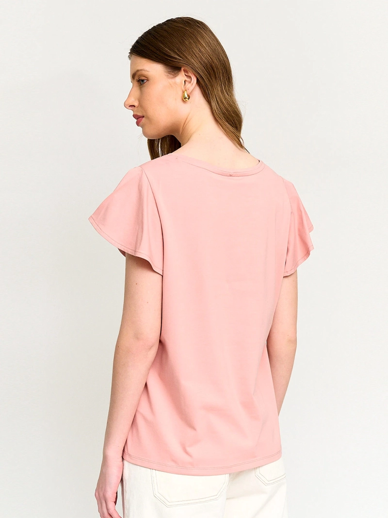 POLERA MUJER CACHAREL ALGODÓN CUELLO EN V MANGA CORTA - 2