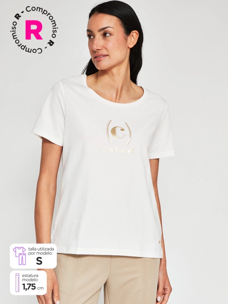 POLERA MUJER CACHAREL ALGODÓN MANGA CORTA - 1