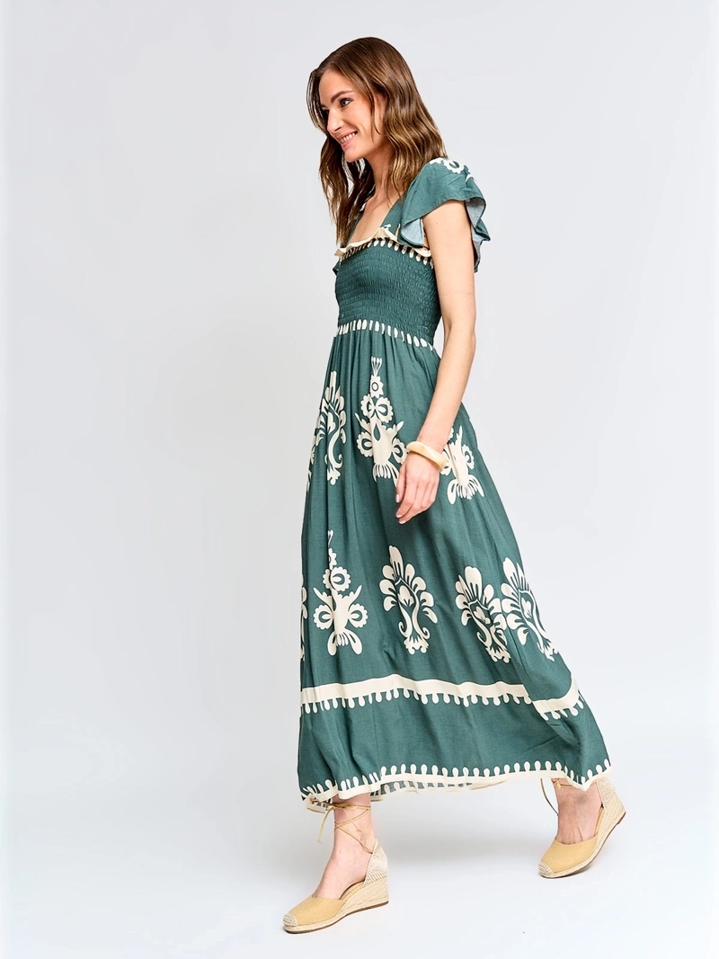 VESTIDO MUJER TATIENNE ESCOTE PANAL MANGA VUELOS - 2