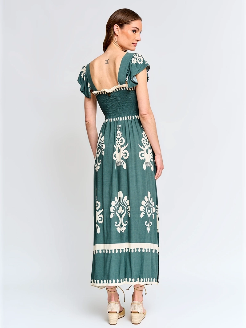 VESTIDO MUJER TATIENNE ESCOTE PANAL MANGA VUELOS - 3