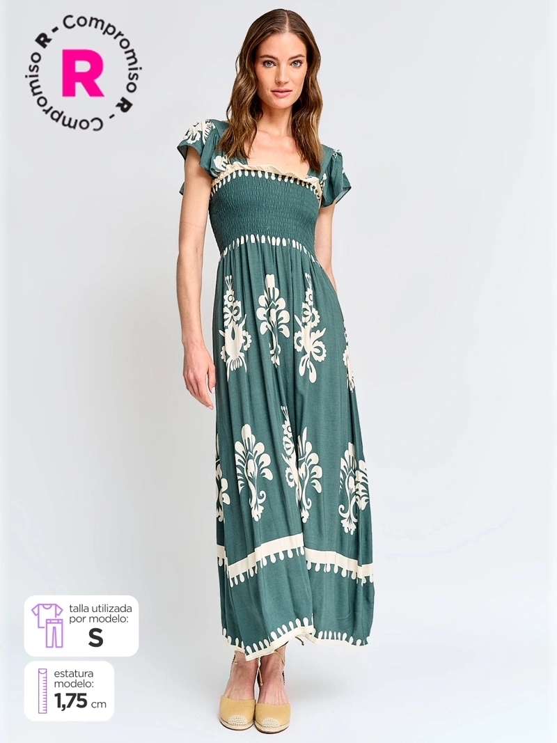VESTIDO MUJER TATIENNE ESCOTE PANAL MANGA VUELOS - 1