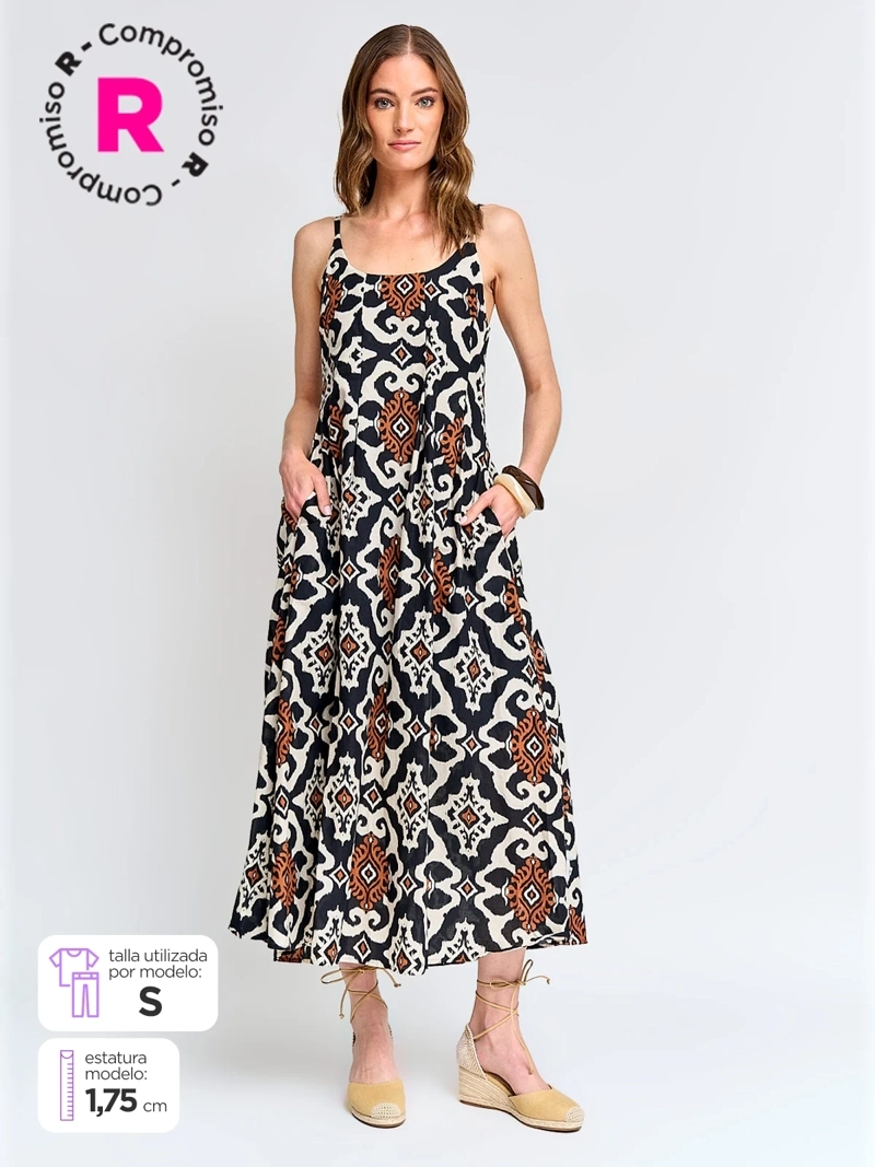 VESTIDO MUJER TATIENNE ALGODÓN LARGO ESTAMPADO - 1