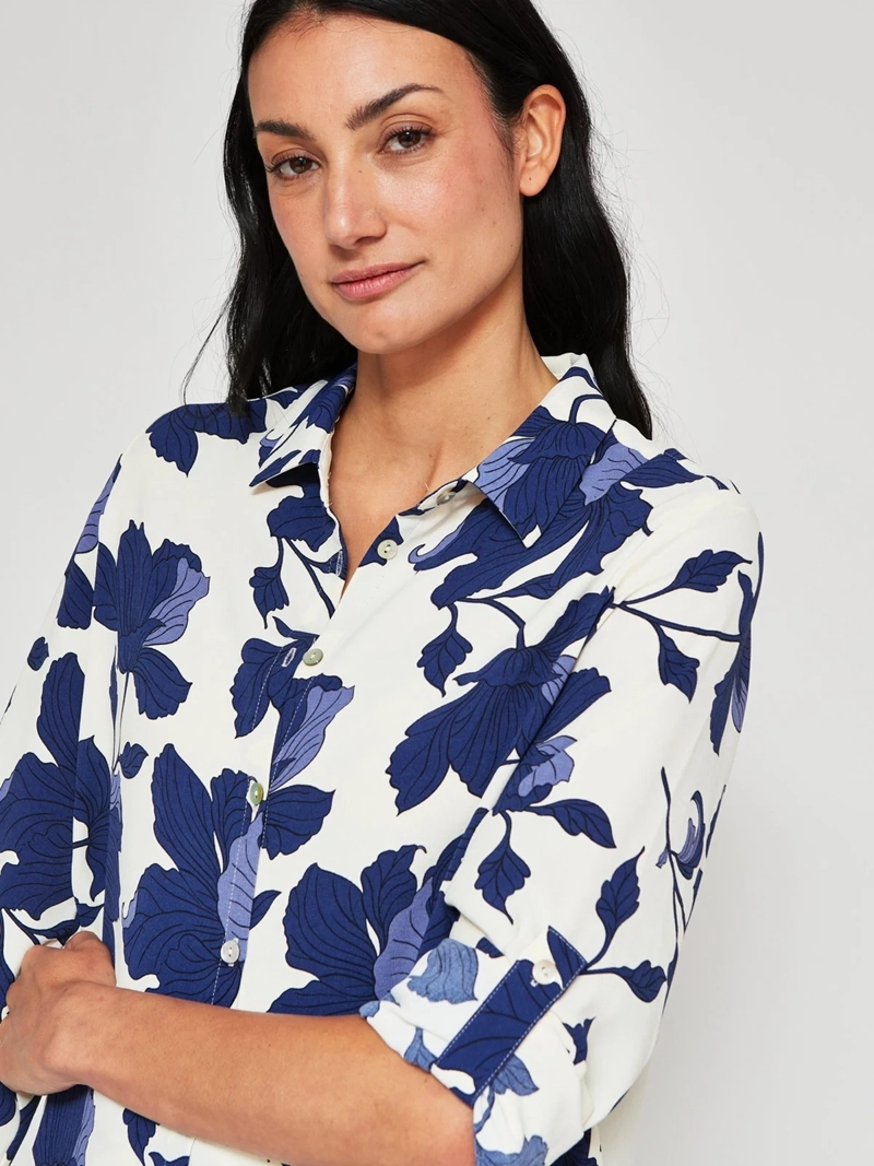 BLUSA MUJER CACHAREL CUELLO CAMISERO MANGA LARGA ESTAMPADO - 3