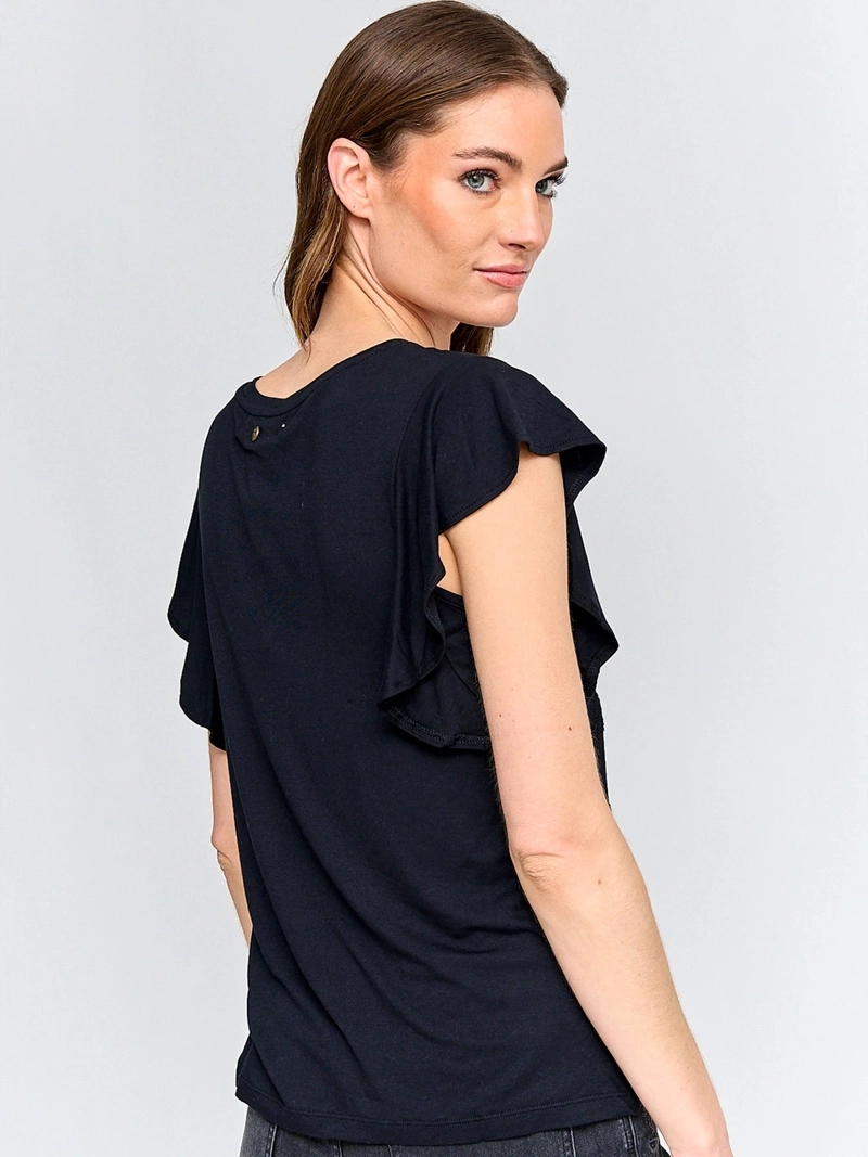 POLERA MUJER TATIENNE ALGODÓN MANGA CORTA MACRAMÉ - 2