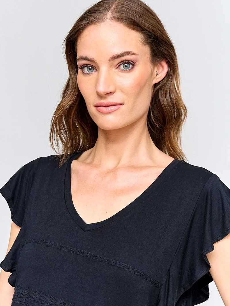 POLERA MUJER TATIENNE ALGODÓN MANGA CORTA MACRAMÉ - 3