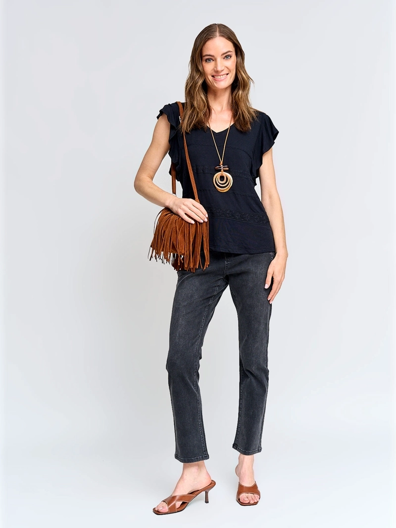 POLERA MUJER TATIENNE ALGODÓN MANGA CORTA MACRAMÉ - 4