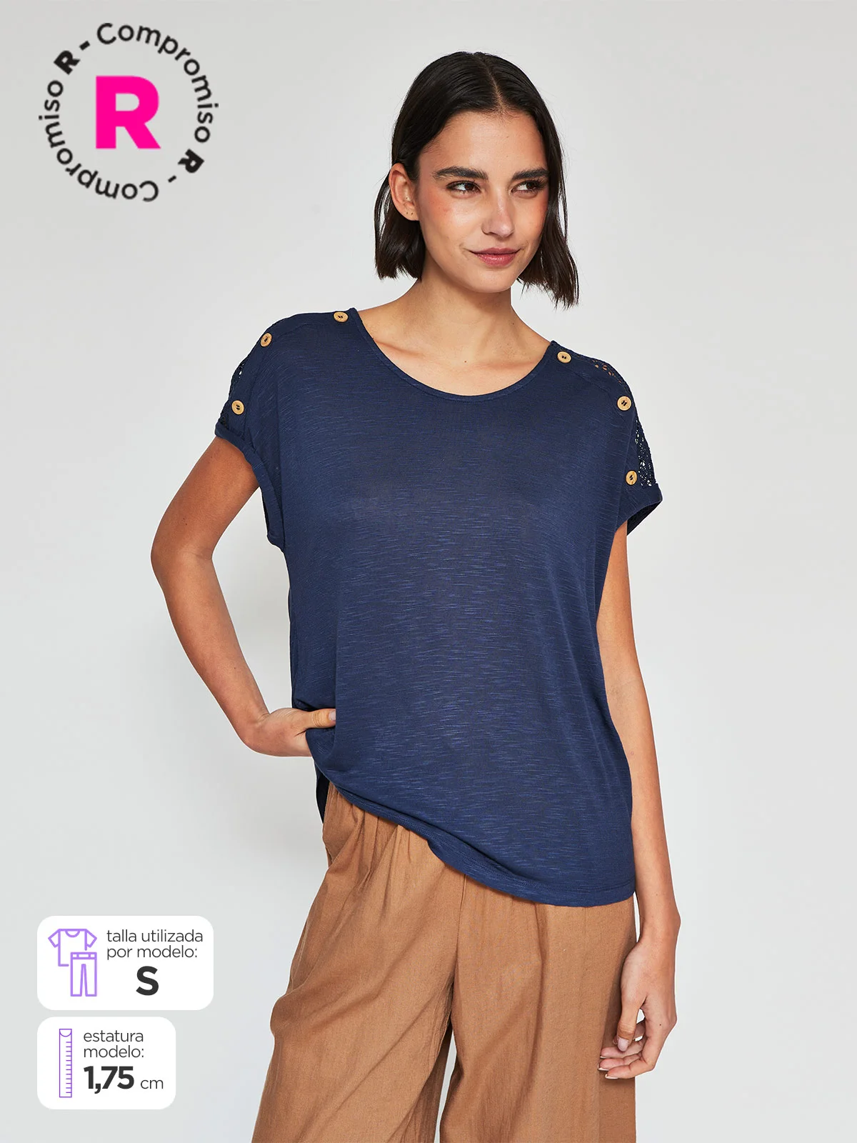 POLERA MUJER REGATTA MANGA CORTA MACRAMÉ - 1