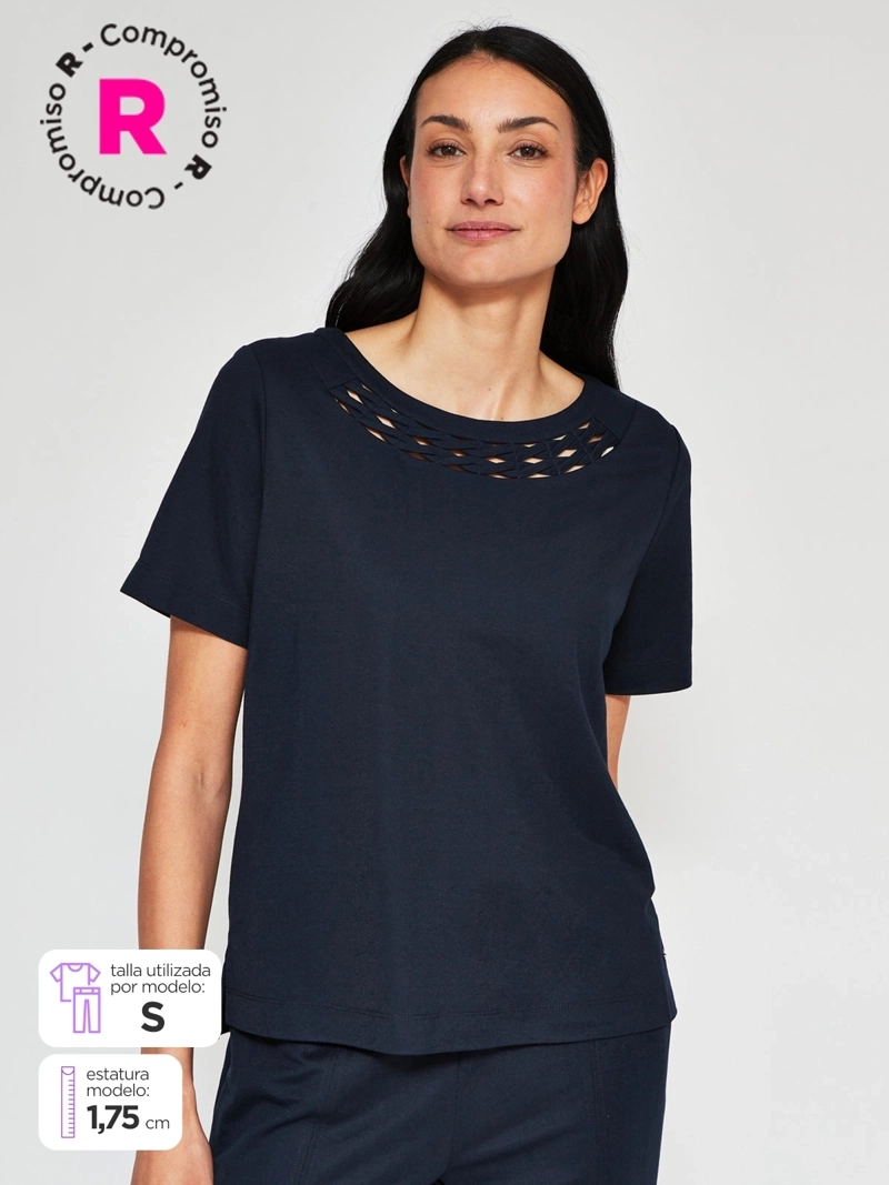 POLERA MUJER CACHAREL CUELLO REDONDO MANGA CORTA - 1