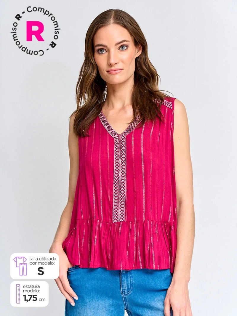BLUSA MUJER TATIENNE SIN MANGAS BRILLOS - 1