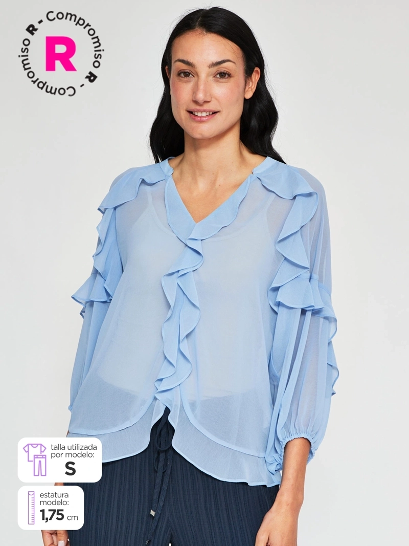 BLUSA MUJER CACHAREL CUELLO EN V MANGA 3/4 - 1