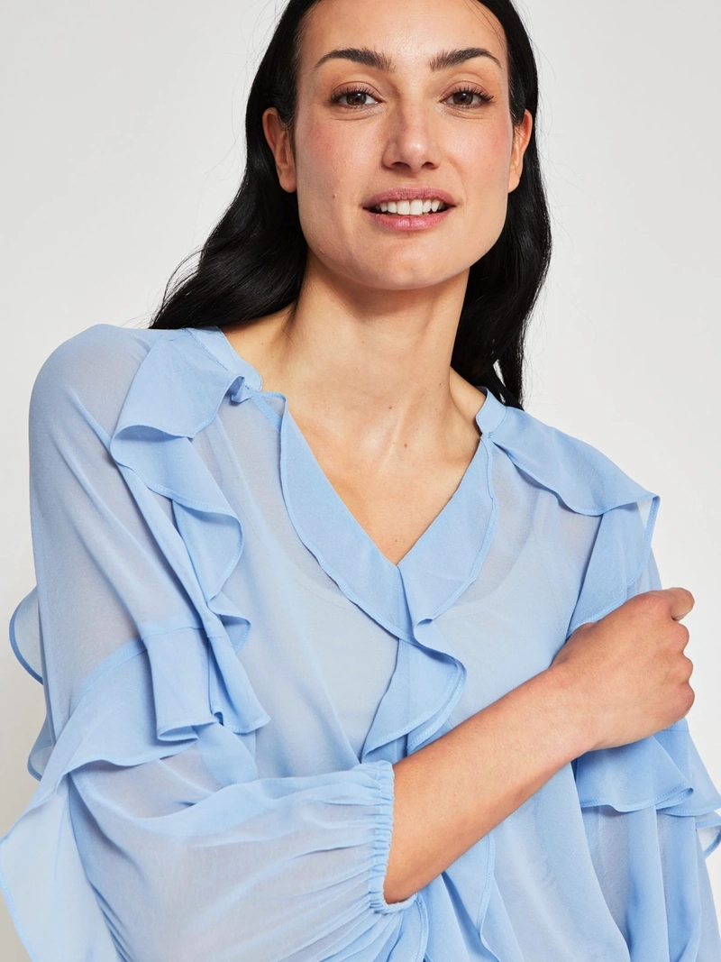BLUSA MUJER CACHAREL CUELLO EN V MANGA 3/4 - 3