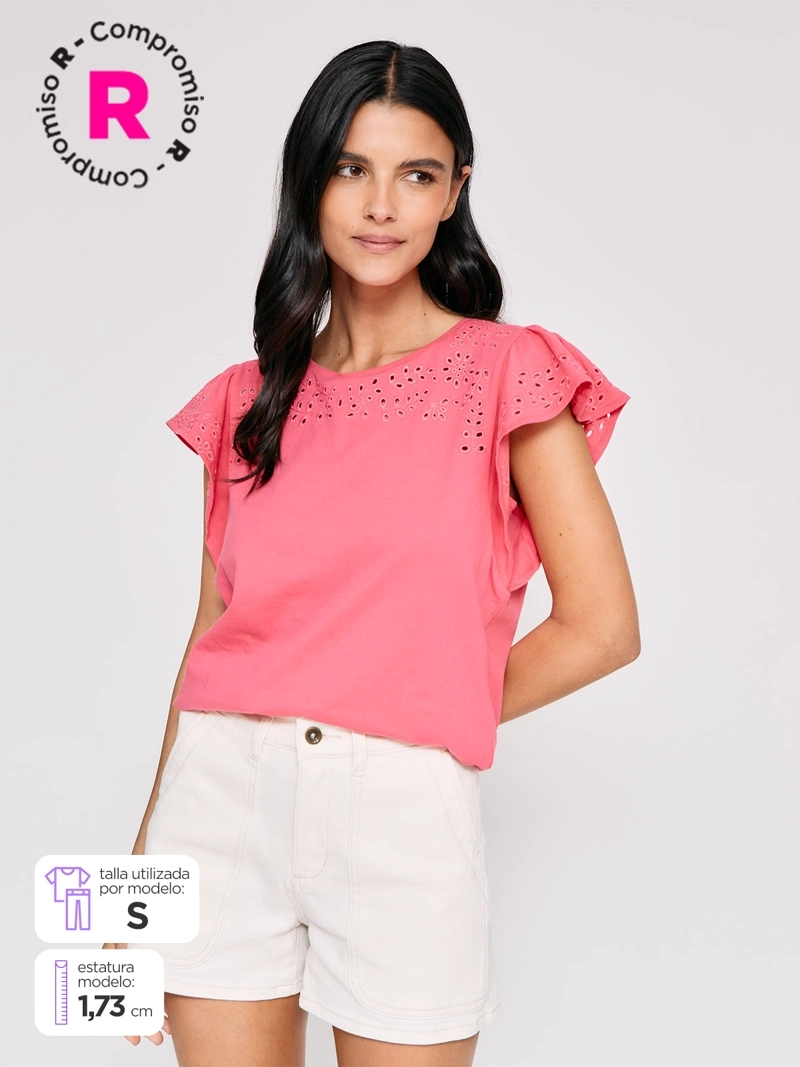 POLERA MUJER REGATTA ALGODÓN MANGA CORTA BRODERIE - 1