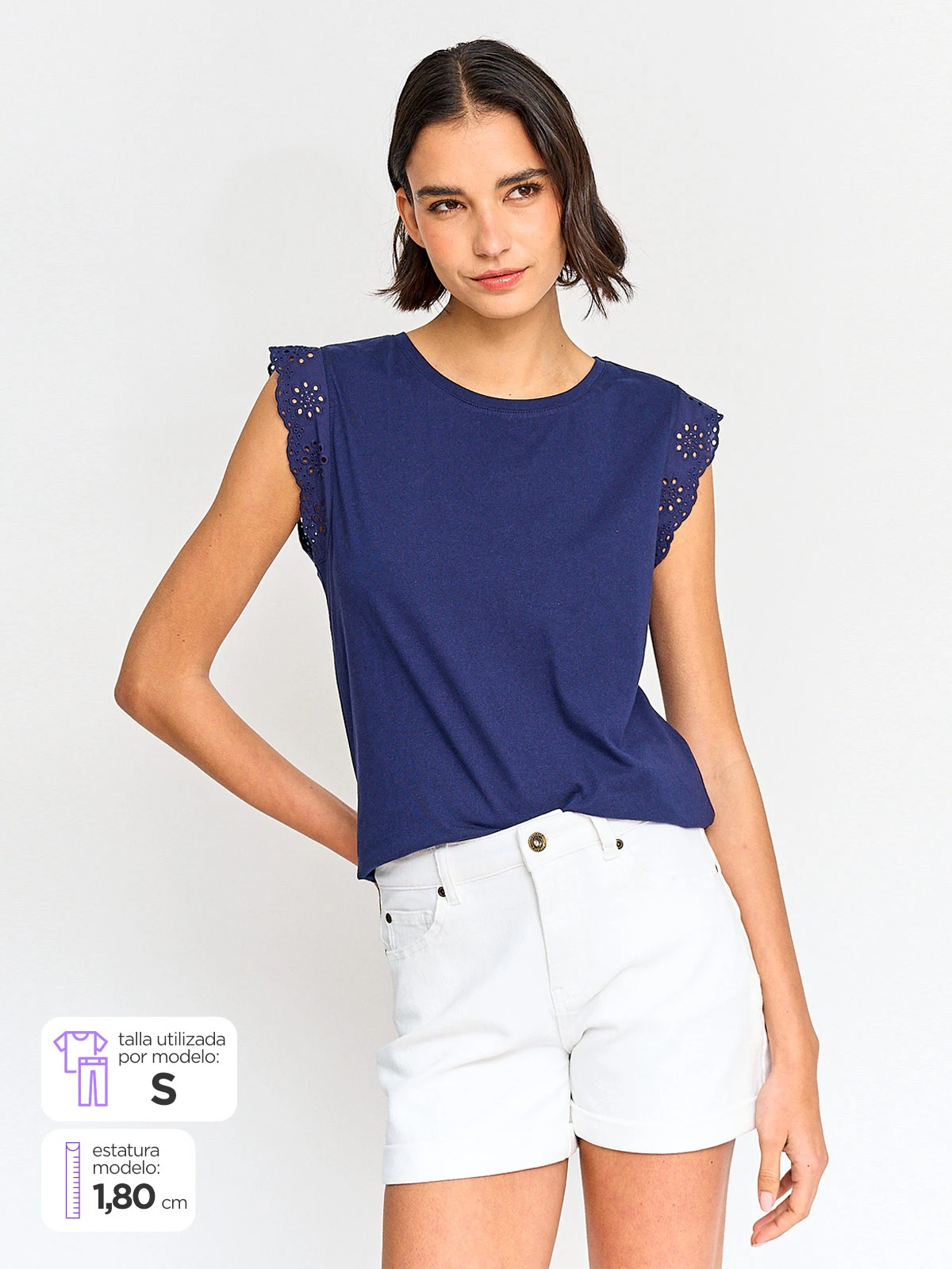 POLERA MUJER REGATTA ALGODÓN MANGA CORTA BRODERIE - 1