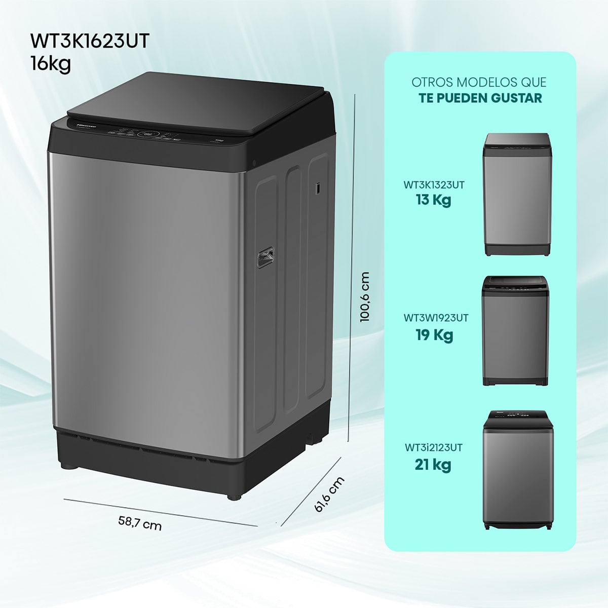 LAVADORA CARGA SUPERIOR HISENSE WT3K1623UT 16KG GRAFITO - 3