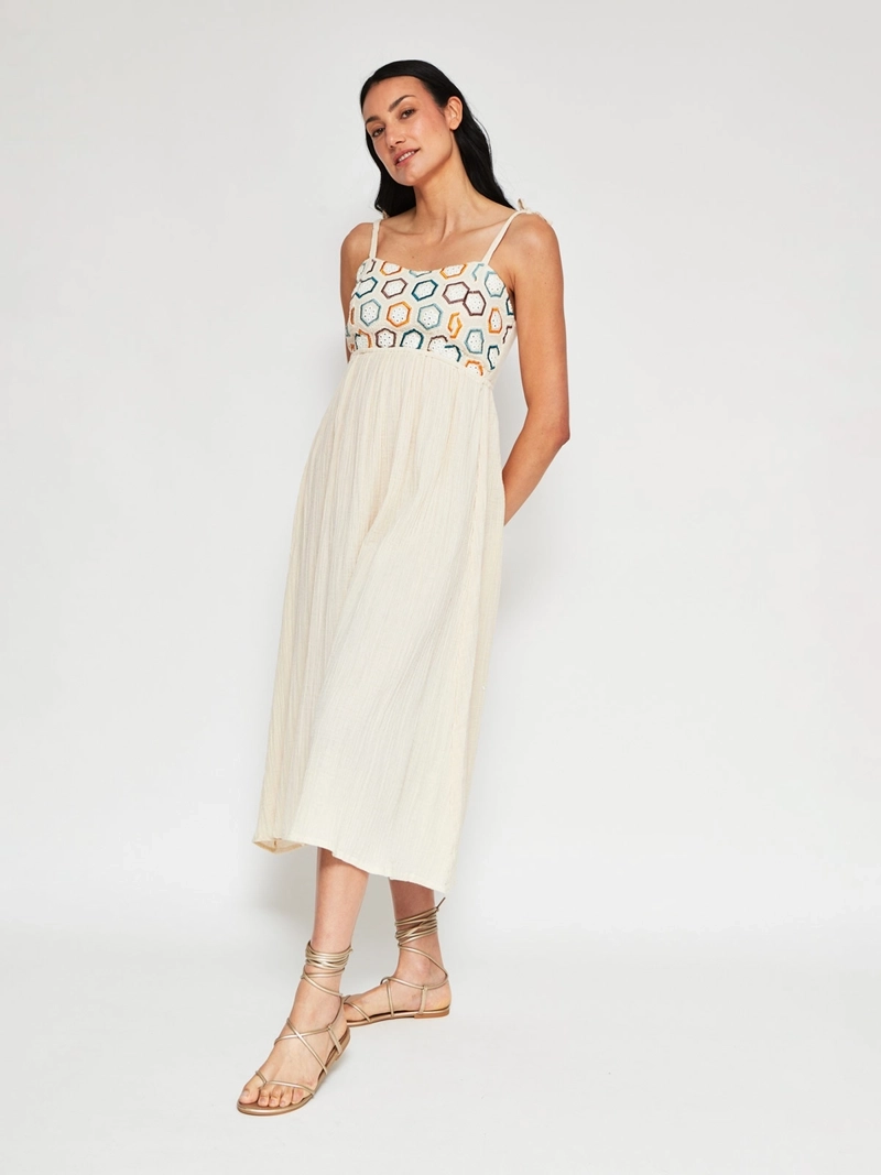 VESTIDO MUJER TATIENNE ALGODÓN LARGO ROMBOS - 2
