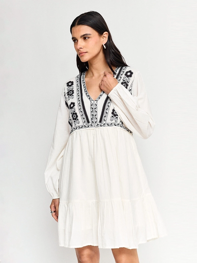 VESTIDO MUJER TATIENNE ALGODÓN CORTO BORDADO - 2