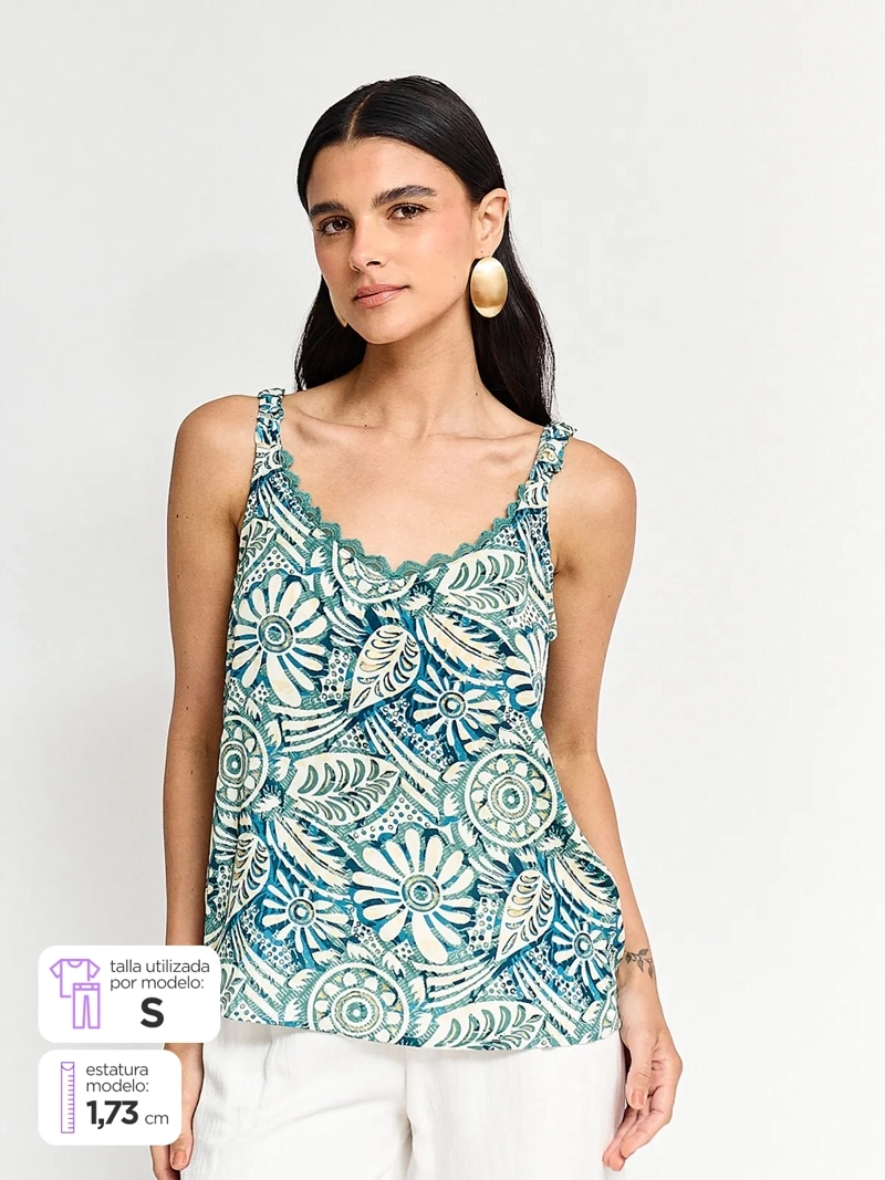 BLUSA MUJER TATIENNE SIN MANGAS SATÍN - 1