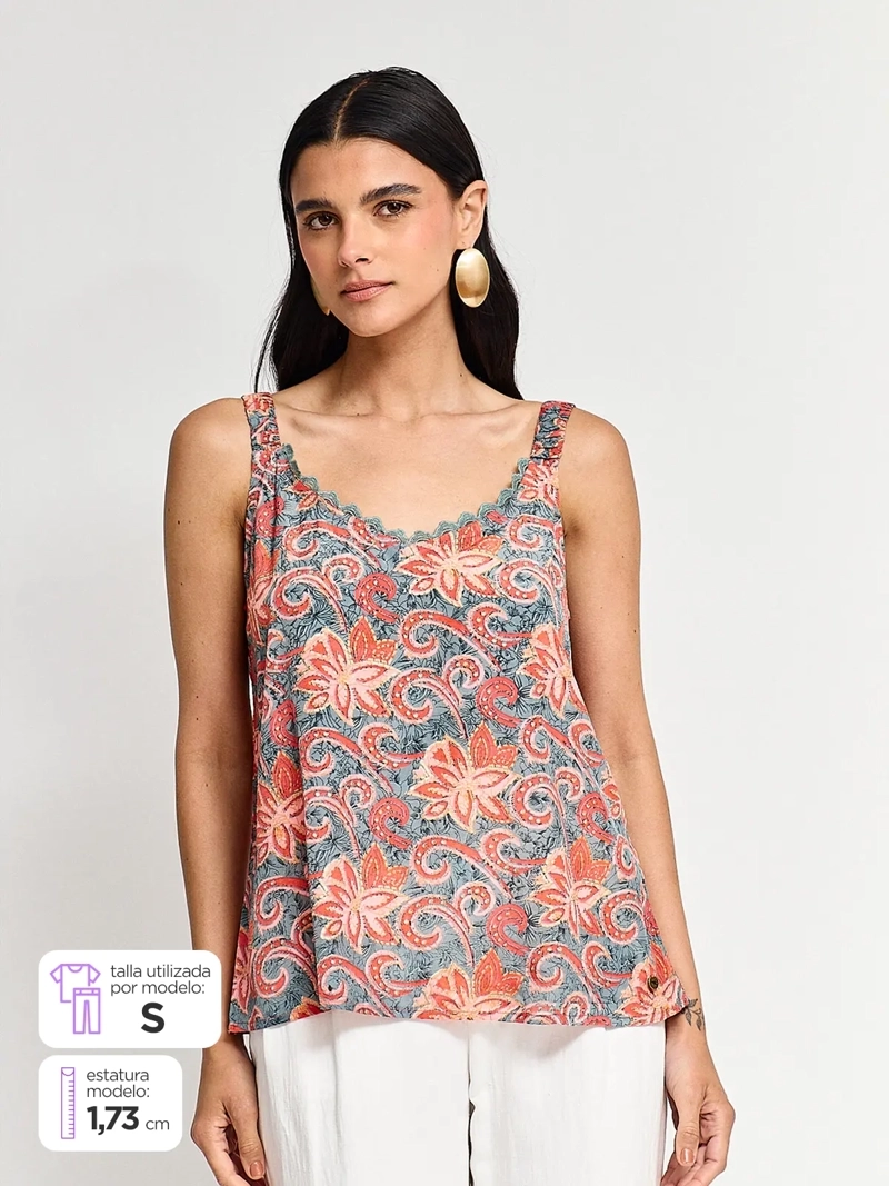 BLUSA MUJER TATIENNE SIN MANGAS SATÍN - 1