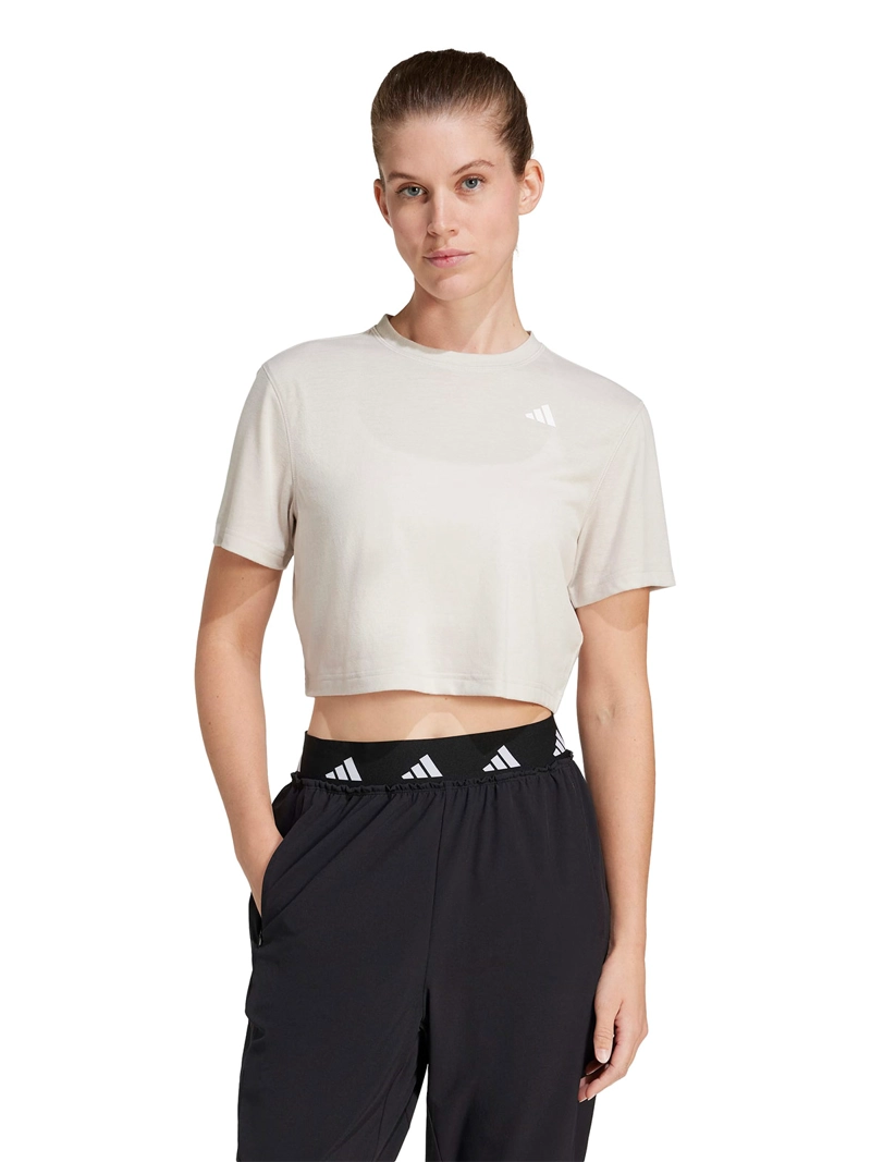 POLERA MUJER ADIDAS TRAIN ESSENTIALS BOXY JE6169 BEIGE