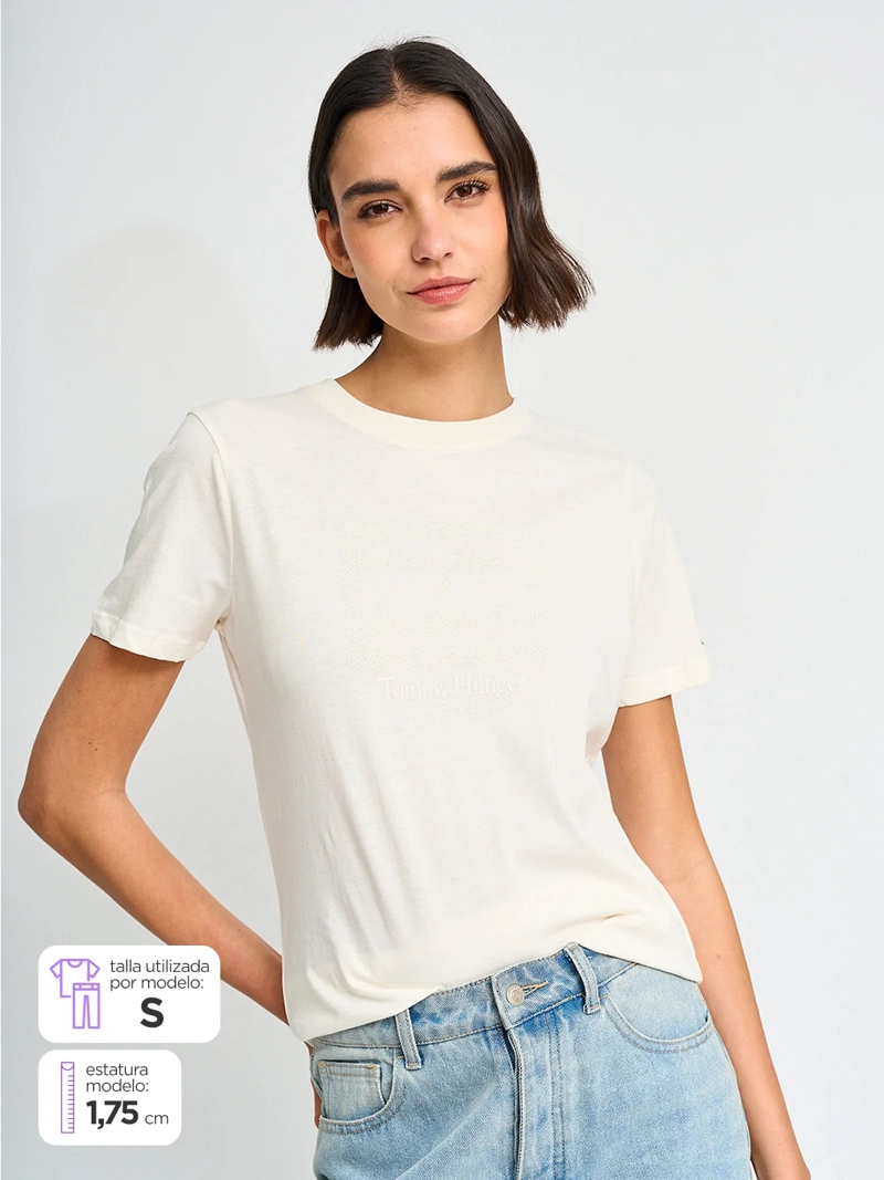 POLERA MUJER TOMMY HILFIGER ALGODÓN MANGA CORTA