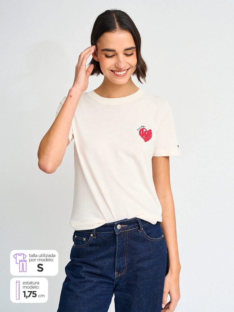 POLERA MUJER TOMMY HILFIGER ALGODÓN CORAZÓN - 1