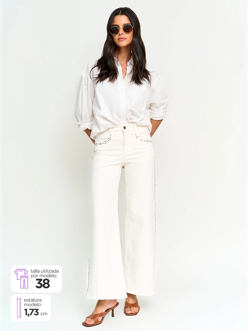JEANS MUJER TATIENNE ALGODÓN TACHAS FLORES - 1