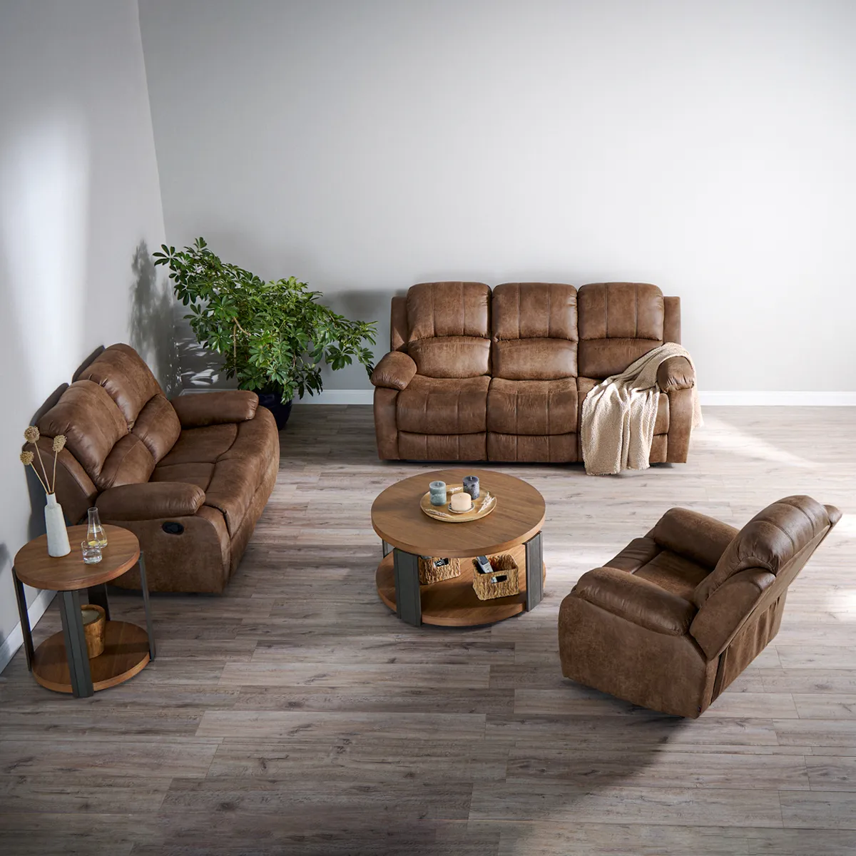 SOFÁ ROSEN RECLINABLE TABACO UMBRIA 2 CUERPOS - 10