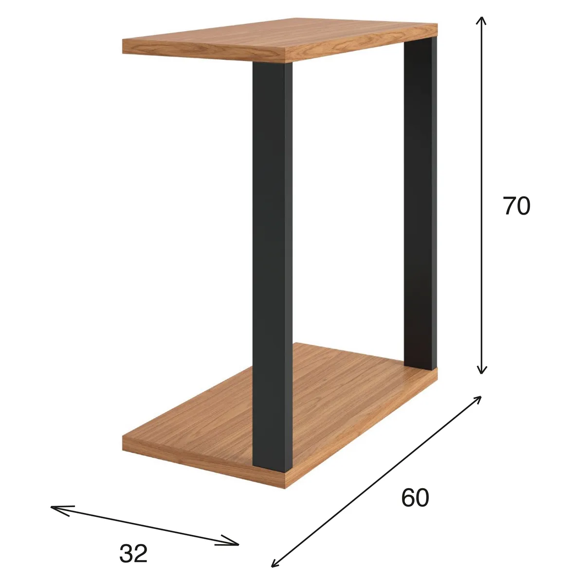 MESA LATERAL ROCA YULTON 60 X 32 CM CANELA/NEGRO - 2