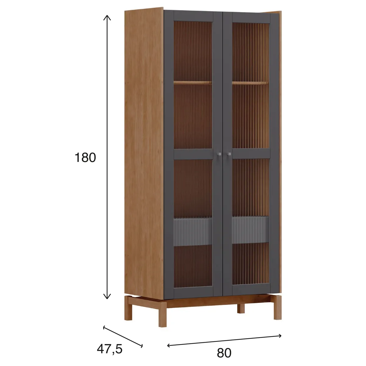 VITRINA ROCA ROBLE BARCELONA 2 PUERTAS 1 CAJÓN GRAFITO - 2