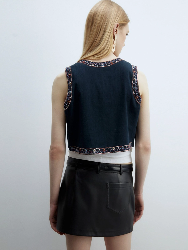 GILET MUJER SFERA ACOLCHADO BORDADO - 4