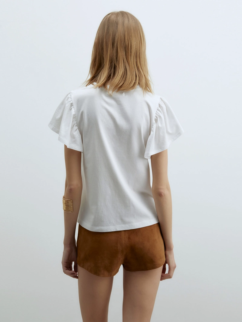 POLERA MUJER SFERA ALGODÓN MANGA CORTA BORDADA - 4
