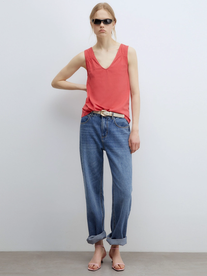 POLERA MUJER SFERA ALGODÓN SIN MANGAS BÁSICA - 1
