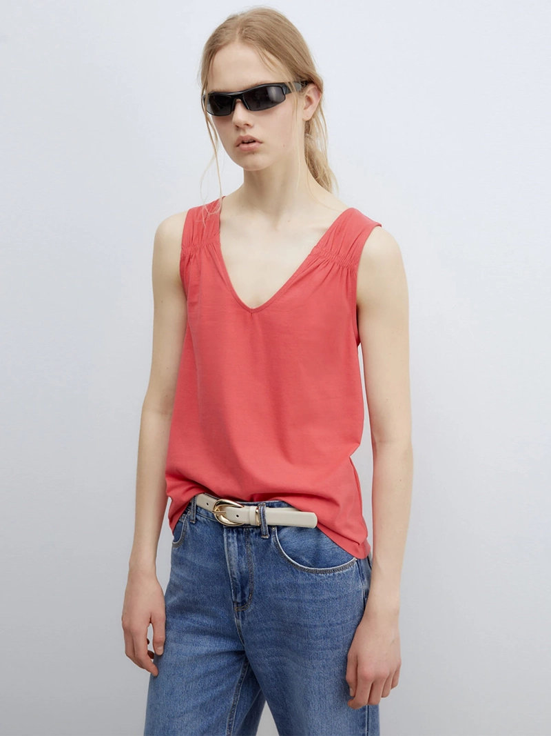 POLERA MUJER SFERA ALGODÓN SIN MANGAS BÁSICA - 4