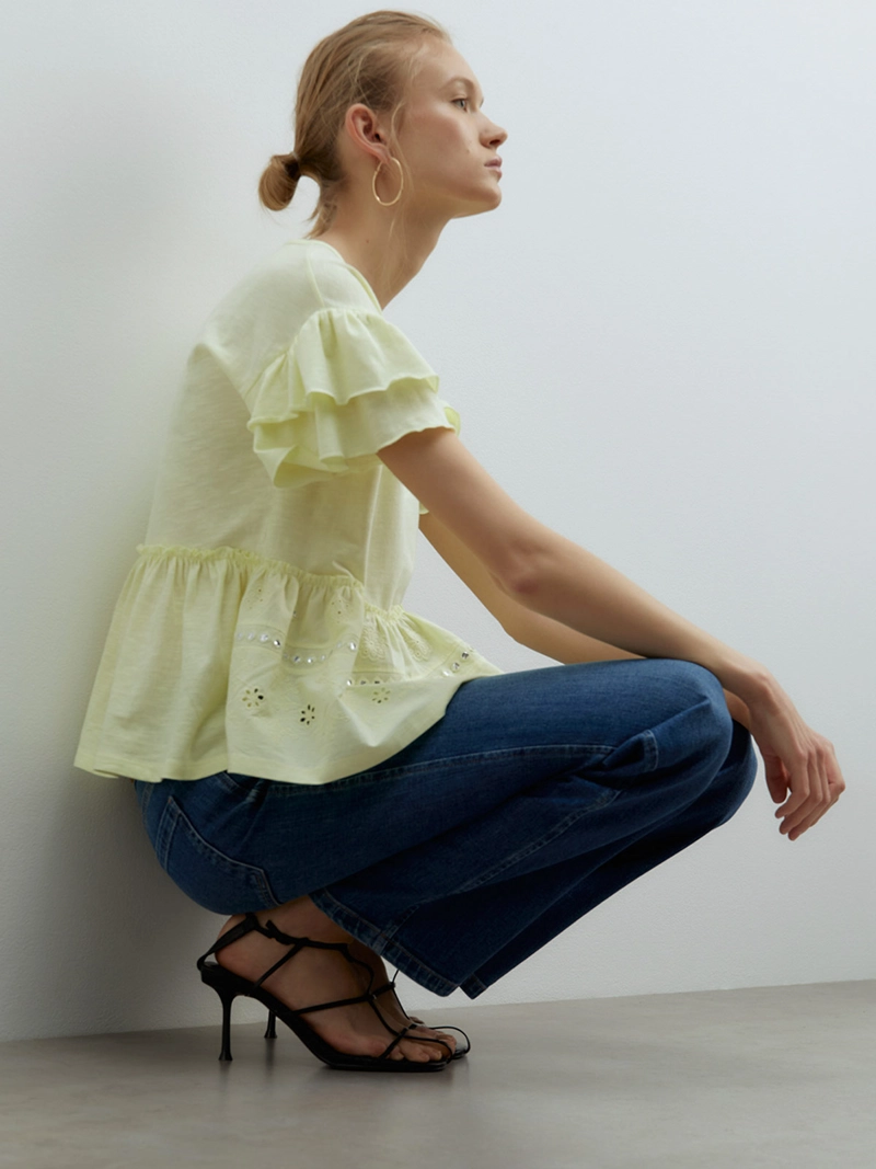 POLERA MUJER SFERA ALGODÓN BORDADA
