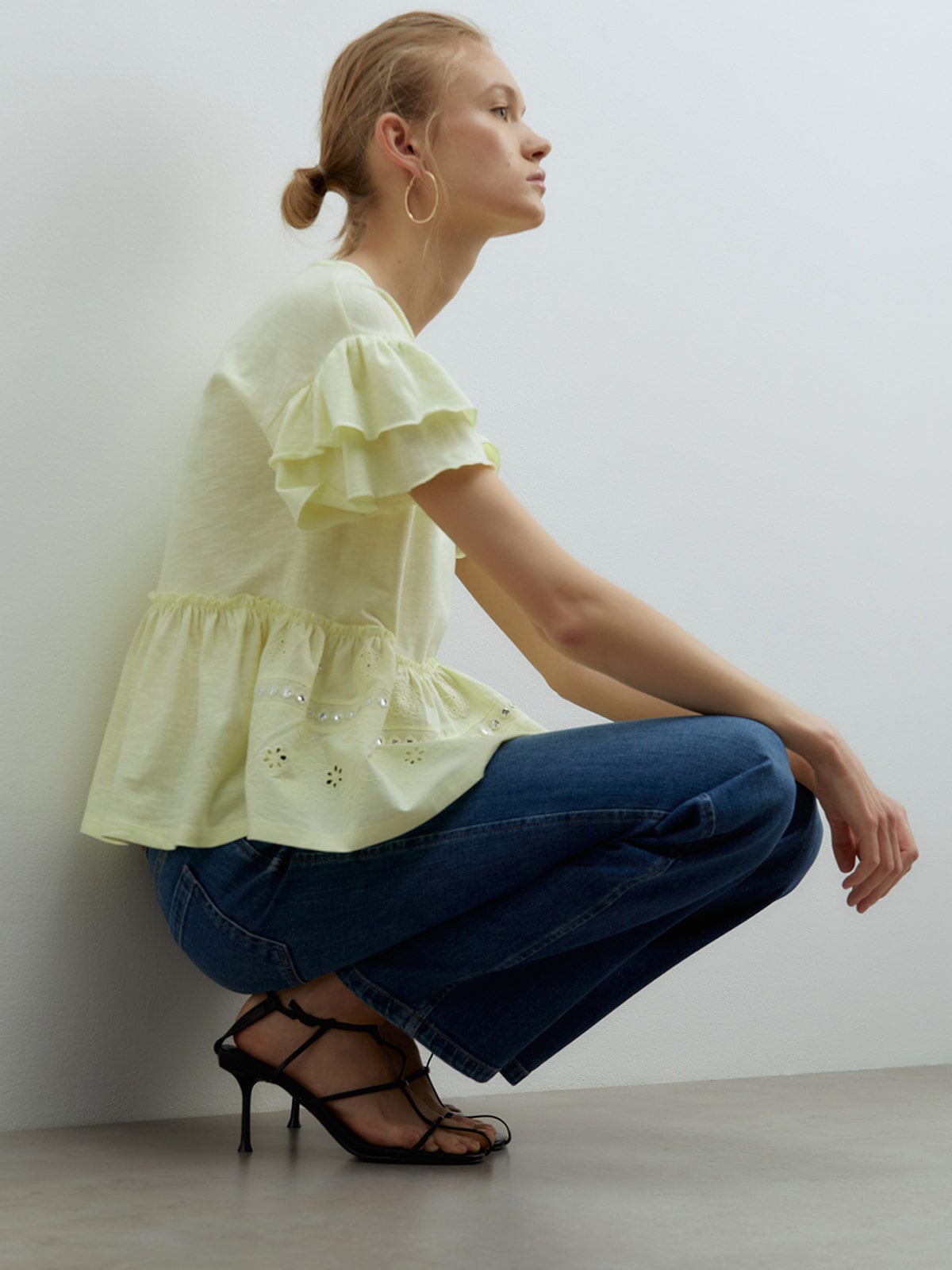 POLERA MUJER SFERA ALGODÓN BORDADA
