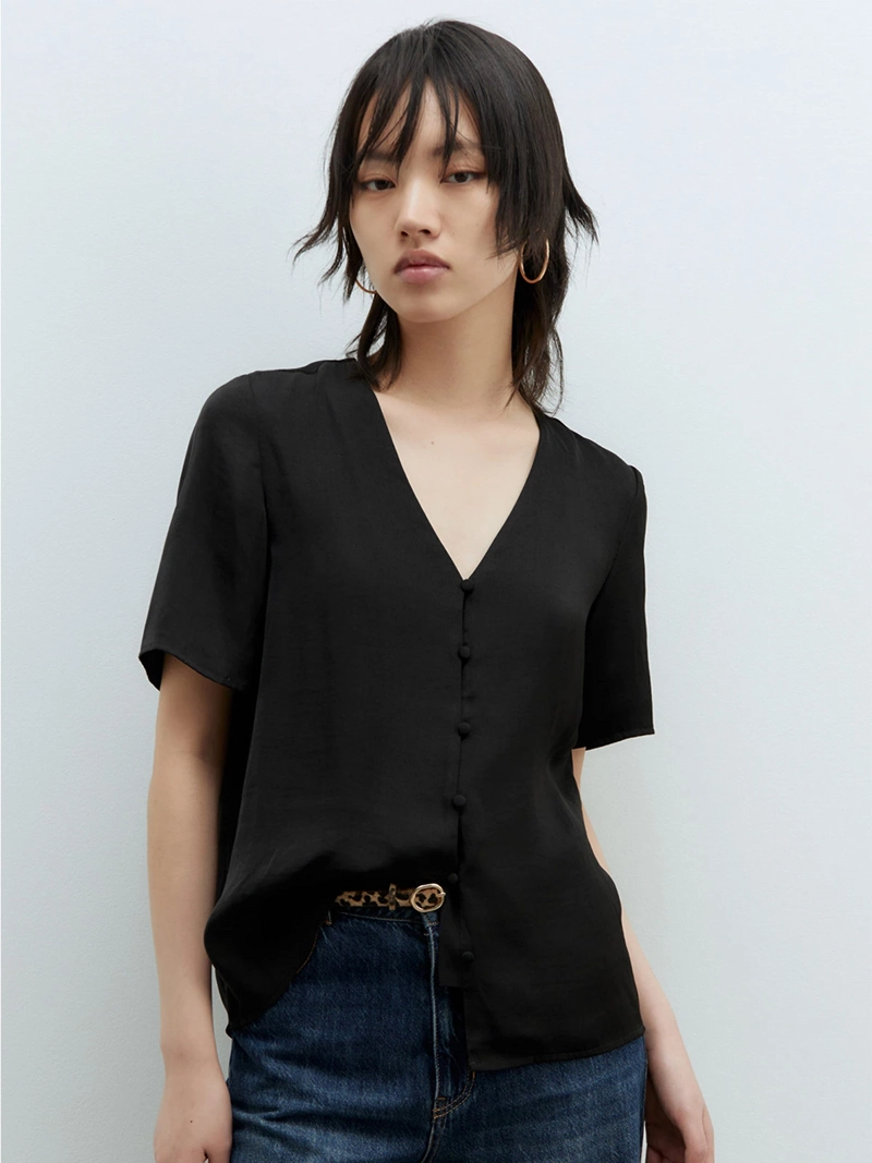 BLUSA MUJER SFERA MANGA CORTA BOTONES
