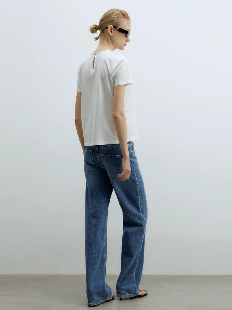 POLERA MUJER SFERA ALGODÓN FLOR BORDADO - 4