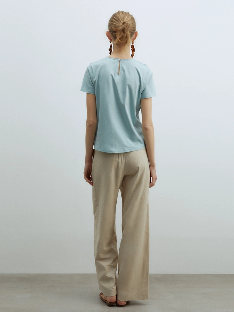 POLERA MUJER SFERA ALGODÓN FLOR BORDADO - 4