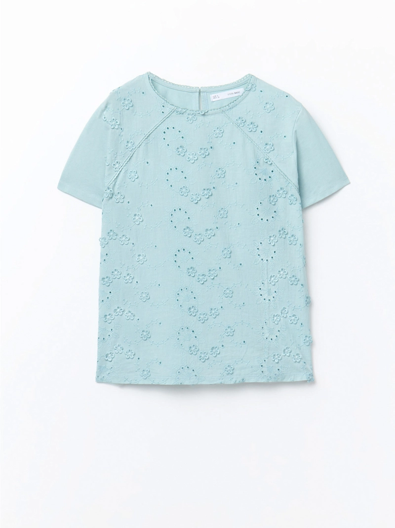 POLERA MUJER SFERA ALGODÓN FLOR BORDADO - 6